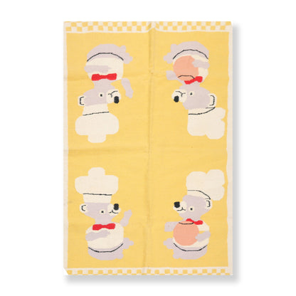 4'1"x6' Hand Woven Kids Special Reversible Dhurry Kilim Oriental Area Rug Yellow