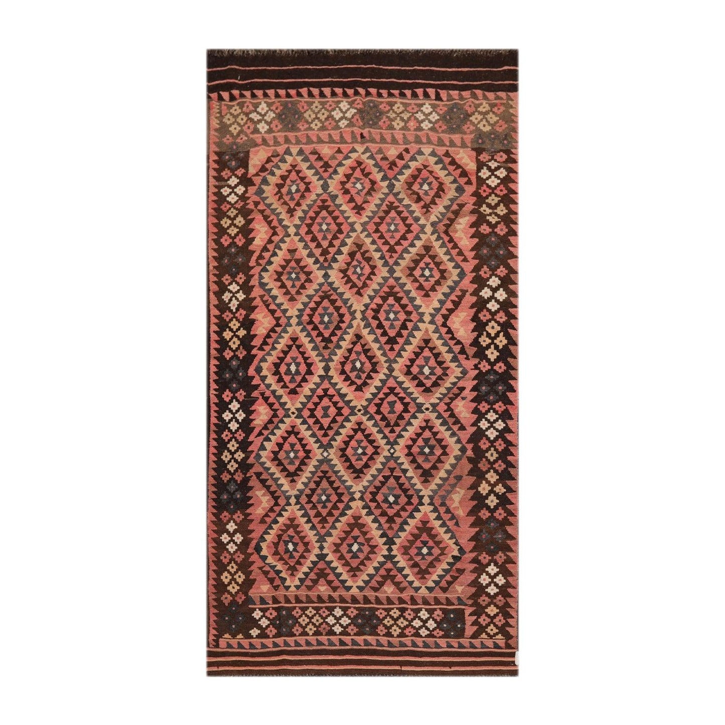 4'9"x10' Authentic Hand woven Reversible Southwestern Kilim Oriental Area Rug Rose