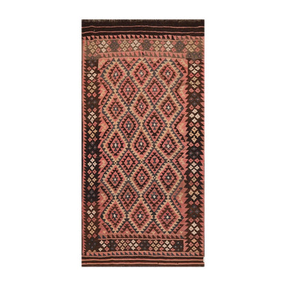 4'9"x10' Authentic Hand woven Reversible Southwestern Kilim Oriental Area Rug Rose