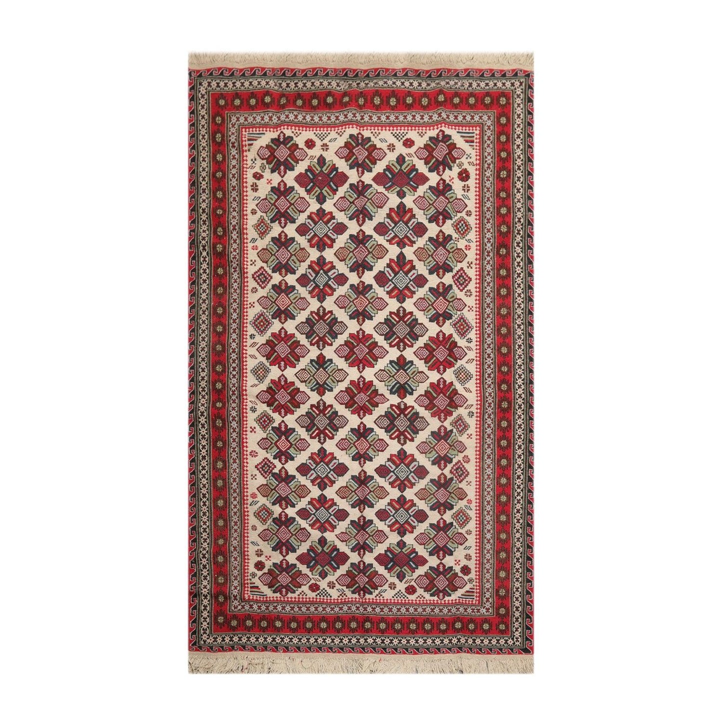 5'3" x 8'6" Vintage Wool Foundation Hand Knotted Wool Area Rug Beige