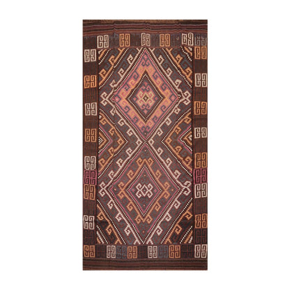 6'4"x11'8" Hand Woven Afghan Kilim Southwestern Runner Oriental Area Rug Brown