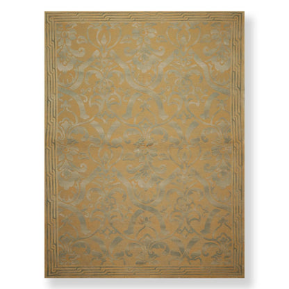 9x12 Tan Asmara French Aubusson Savonnerie Hand Knotted Wool Area Rug plush pile