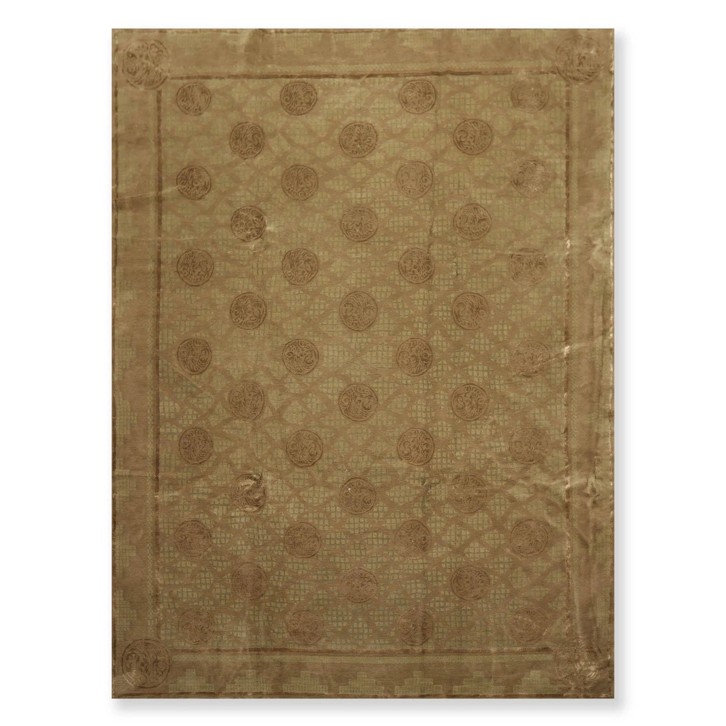 9' x 12' Hand Knotted Designer Wool & Silk Tibetan Oriental Area Rug Moss