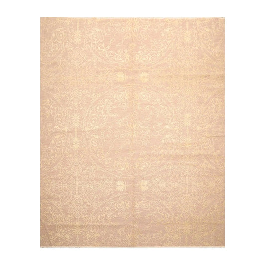 8' x 10' Hand Knotted Designer Flat & Cut Pile Tibetan Oriental Area Rug Light Brown, Light Gold