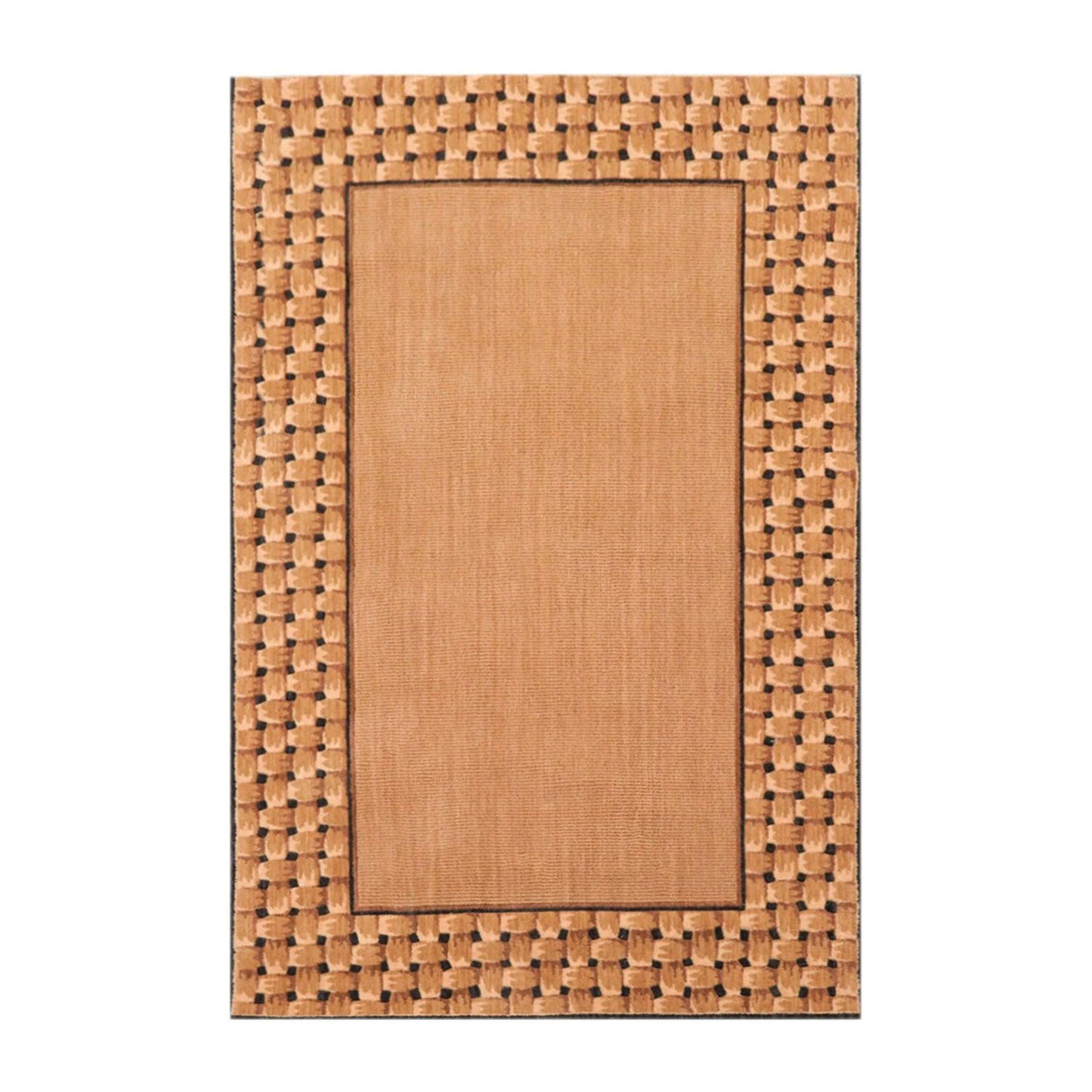 3'6" x 5'6" Basketweave 100% wool Contemporary Oriental Area rug Tan