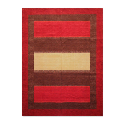 9'3" x 11'10" Hand Knotted 100% Wool Designer Oriental Area Rug Contemporary Red