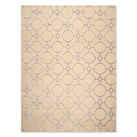 9' x 12' Hand Knotted Wool & Art Silk Modern Area rug Beige