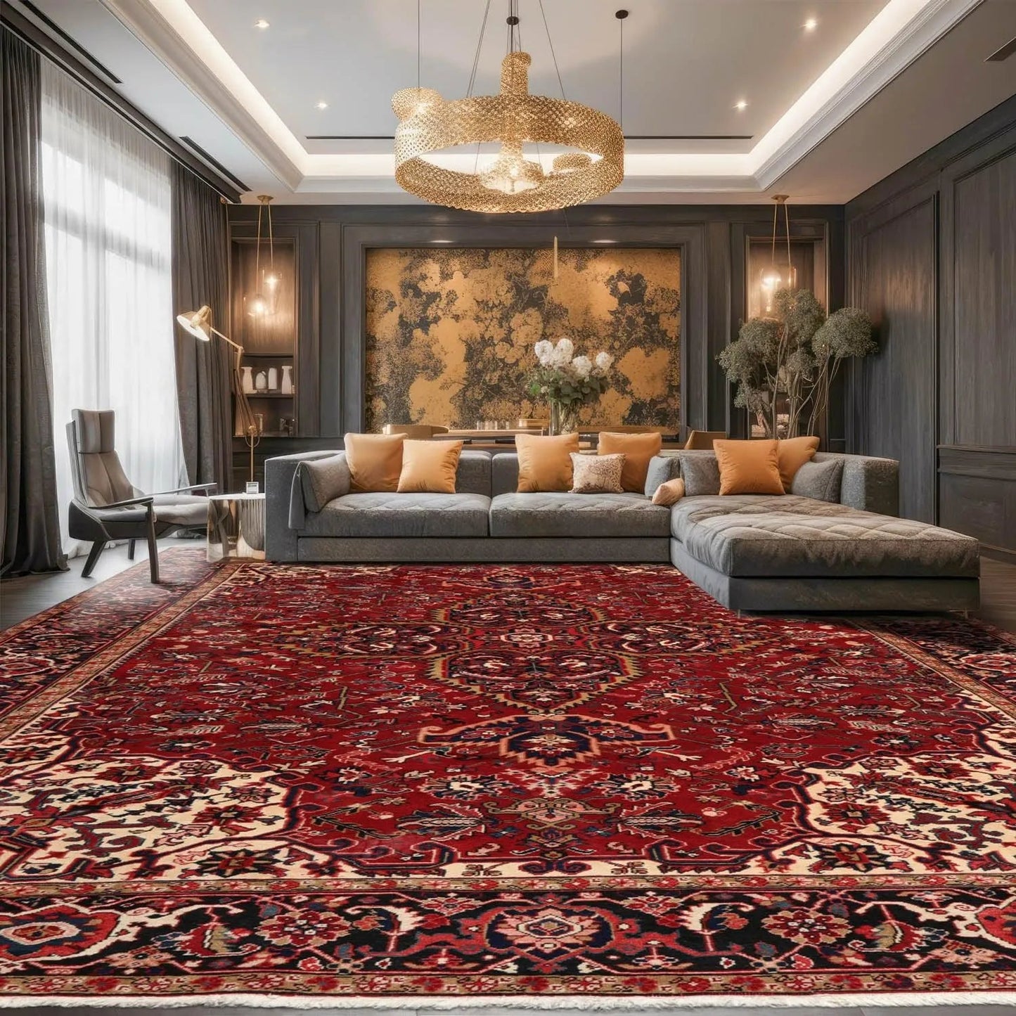 10x14 Rusty Red Hand Knotted 100% Wool Authentic Herizz Persian Oriental Area Rug