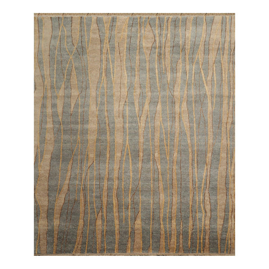 7'9"x9'9" Hand Knotted Wool Stone Wash Peshawar Vegetable Dye Area Rug Gray Blue