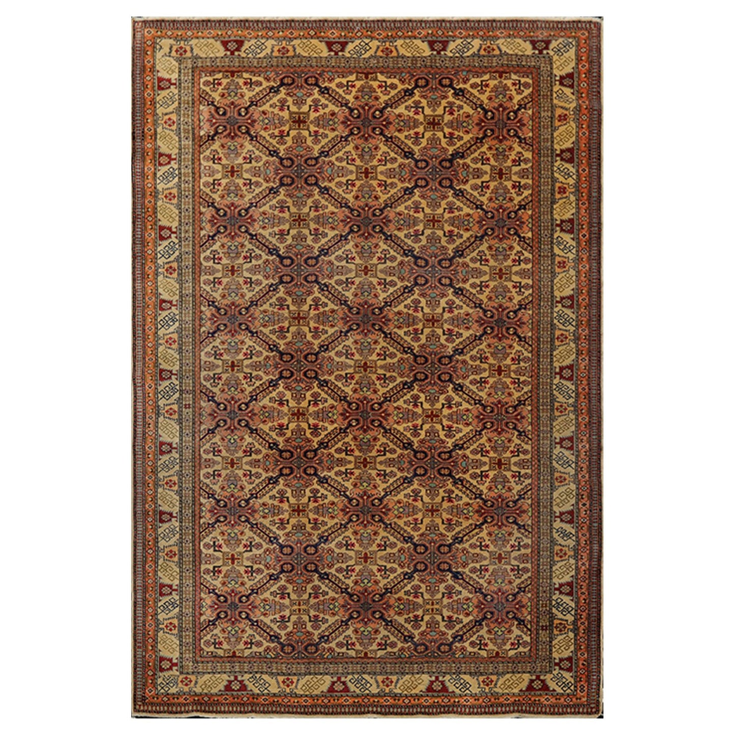 6'6" x 9'8" Hand Knotted 100% Wool Superfine 200 KPSI Oriental Area Rug Tan