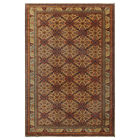 6'6" x 9'8" Hand Knotted 100% Wool Superfine 200 KPSI Oriental Area Rug Tan