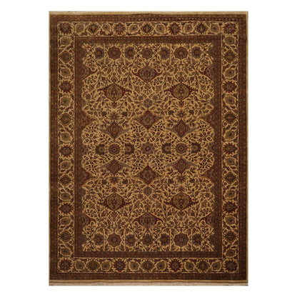 7'11" x 10'11" Hand Knotted 100% Wool 200 KPSI Jaipur Oriental Area Rug Tan