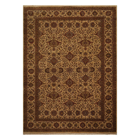 7'11" x 10'11" Hand Knotted 100% Wool 200 KPSI Jaipur Oriental Area Rug Tan