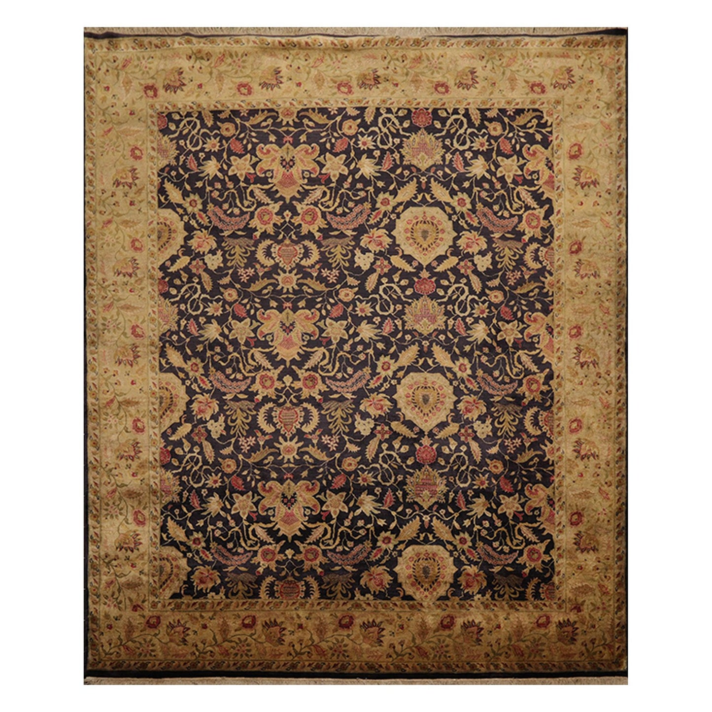 8'2" x 9'10" Hand Knotted Wool Agra 250 KPSI S.fine Veg dyes Area Rug Charcoal