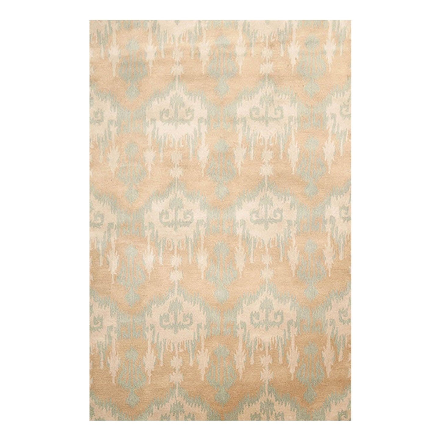 5'1" x 8'7" Handmade 100% Wool Ikat Oriental Area Rug Modern Tan