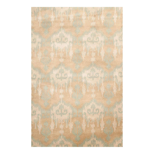 5'1" x 8'7" Handmade 100% Wool Ikat Oriental Area Rug Modern Tan