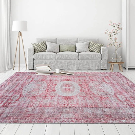 Multi Size Handmade Hand-Woven Micro Printed Polyester Traditional Oriental Area Rug Orange, Ivory Color