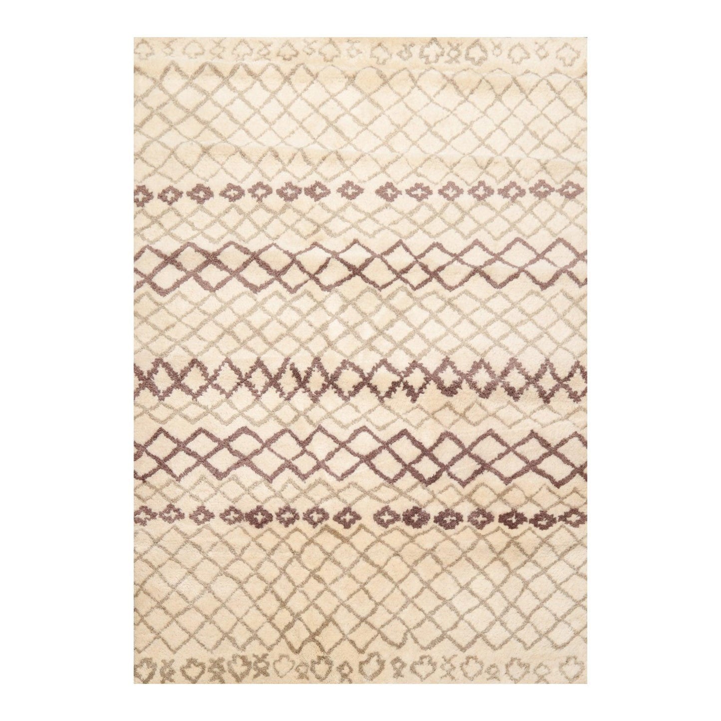 5' x 7'4" Handmade 100% Wool Modern Moroccan Oriental Area rug Ivory Gray Brown