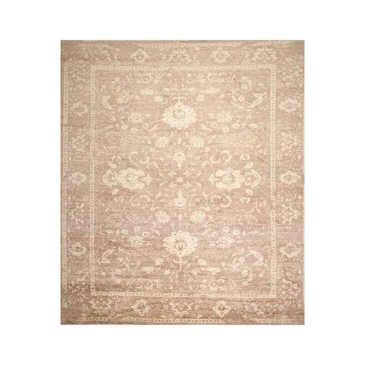 10' x 14' Hand Knotted Tibetan Antique Reproduction Erased Pattern Area Rug Brown