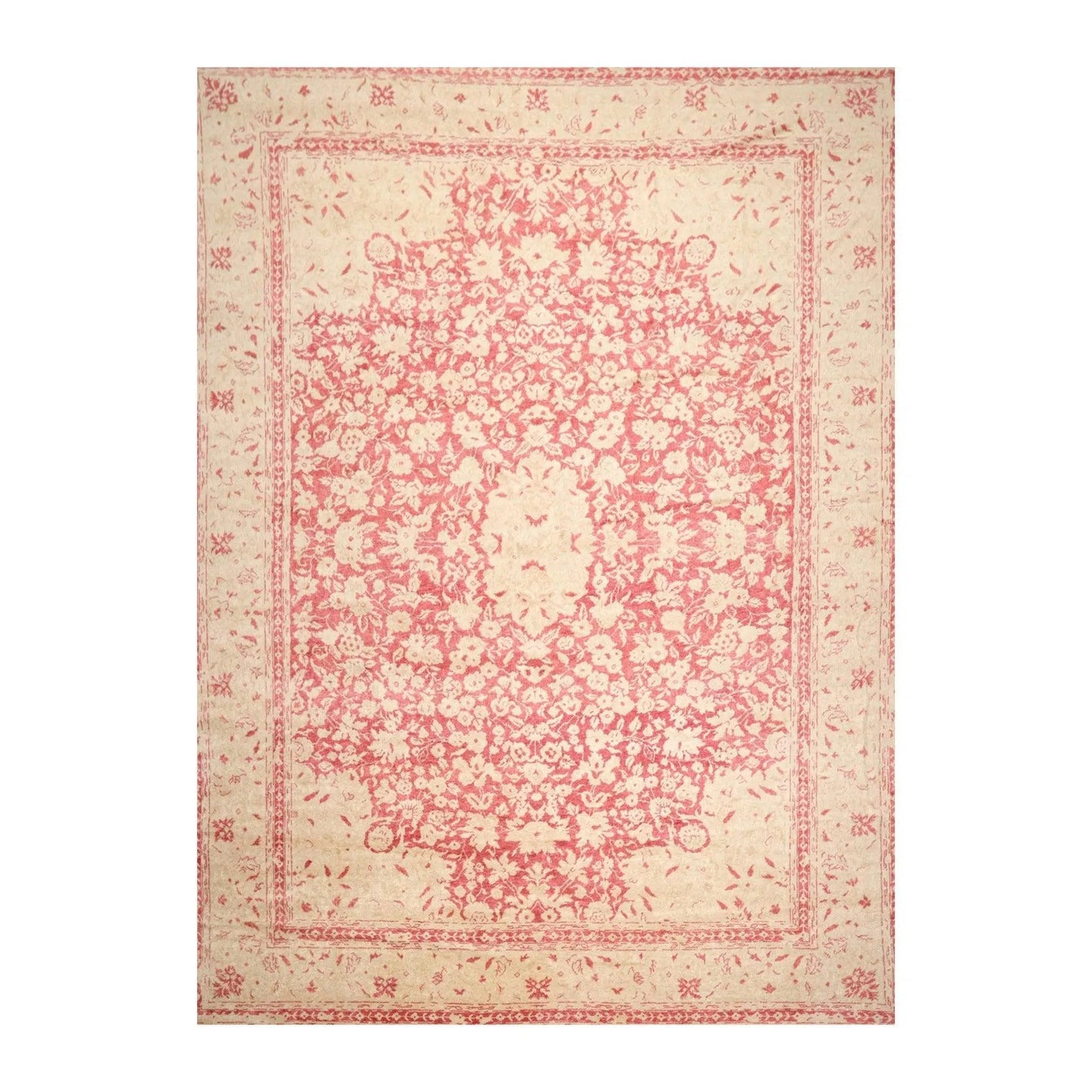 10' x14' Hand Knotted Antique Reproduction Erased Pattern Area Rug Pomegranate