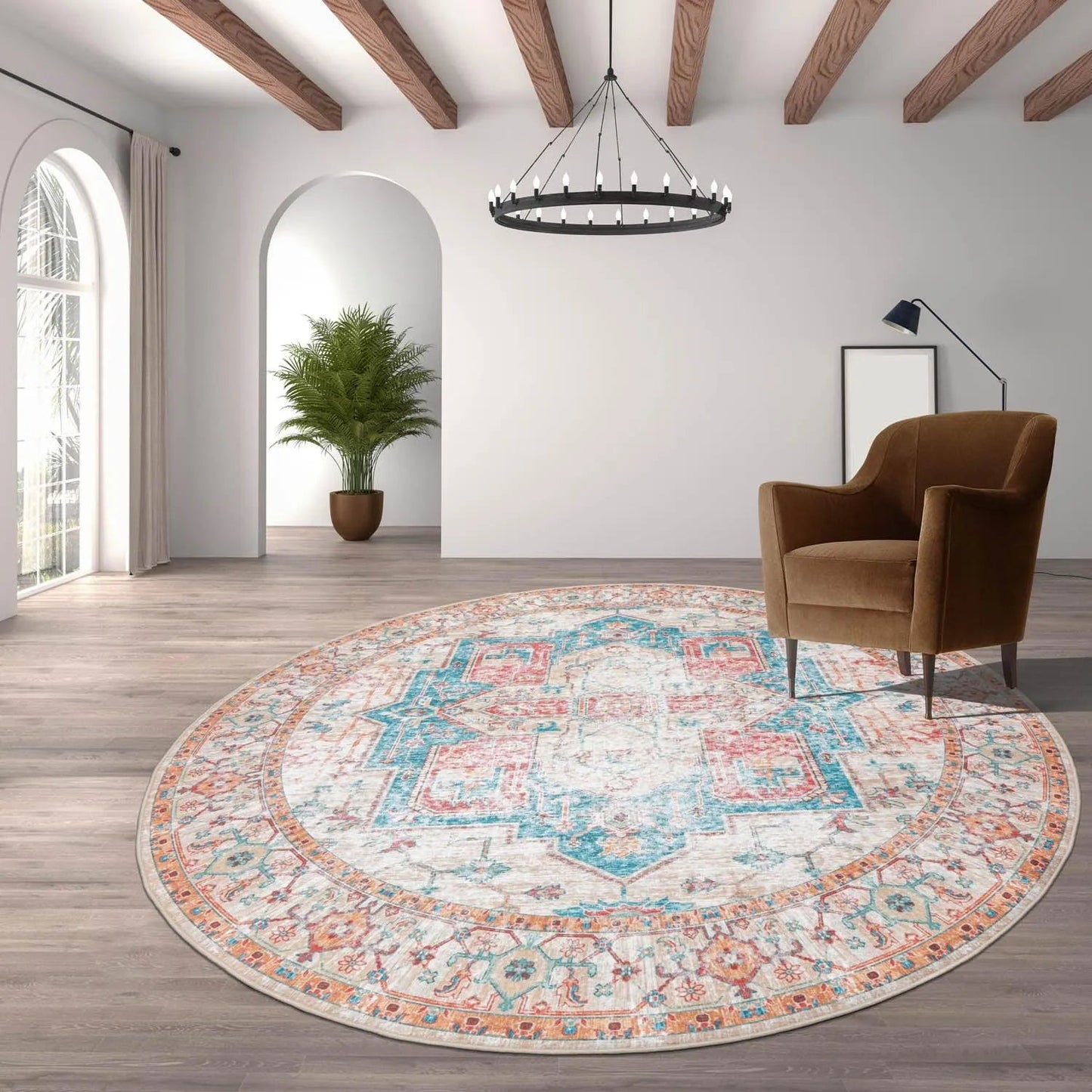 LoomBloom Multi Sizes Beige Machine Made Traditional Medallion Flatweave Polyester Oriental Area Rug