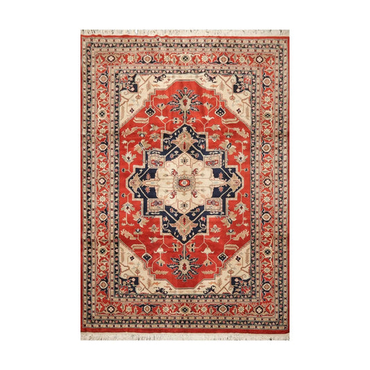 8'2'' x 11'9'' Hand Knotted 100% Wool Rare Romanian Herizz Area Rug Burnt Orange