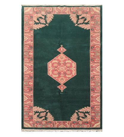 5' x 9'9'' Palace Hand Knotted Wool Rare Romanian Hamadaan Area Rug Emerald