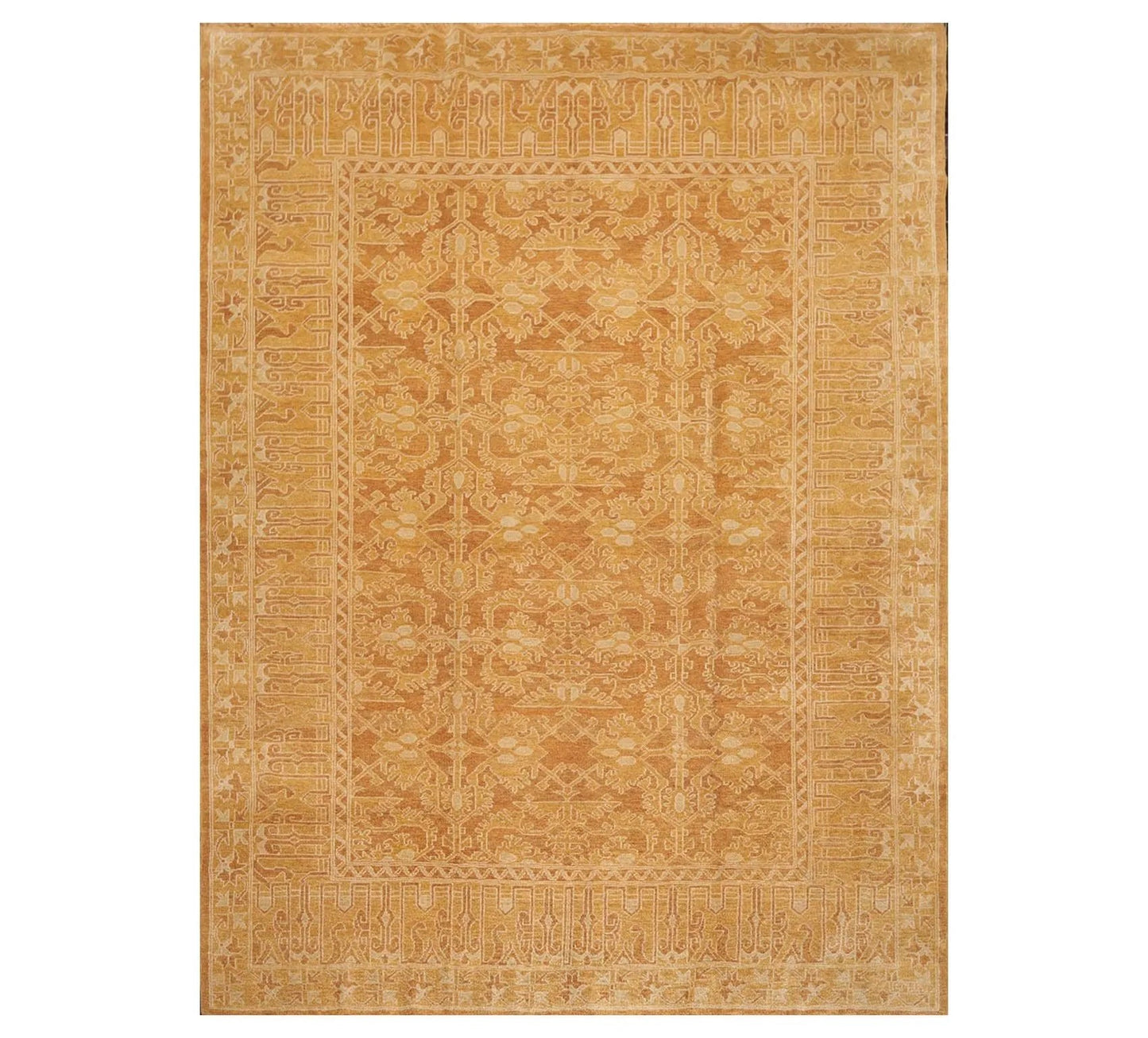 8'3'' x 11'3'' Wool Foundation Hand Knotted Wool Rare Egyptian Area Rug Brown