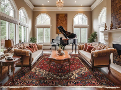 6'10" x 9'4" Hand Knotted Herizz 100% Wool Traditional Oriental Area Rug Rust