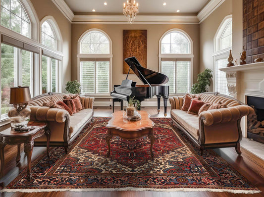 6'10" x 9'4" Hand Knotted Herizz 100% Wool Traditional Oriental Area Rug Rust