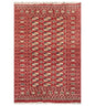 4'2"x6'4" Hand Knotted Wool Bokhaara Traditional 250 KPSI Oriental Area Rug Rust