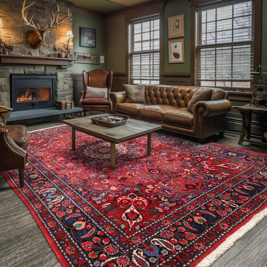 6'3'' x 8'11'' Hand Knotted Wool Bidjaar 200 KPSI Oriental Area Rug Rusty Red