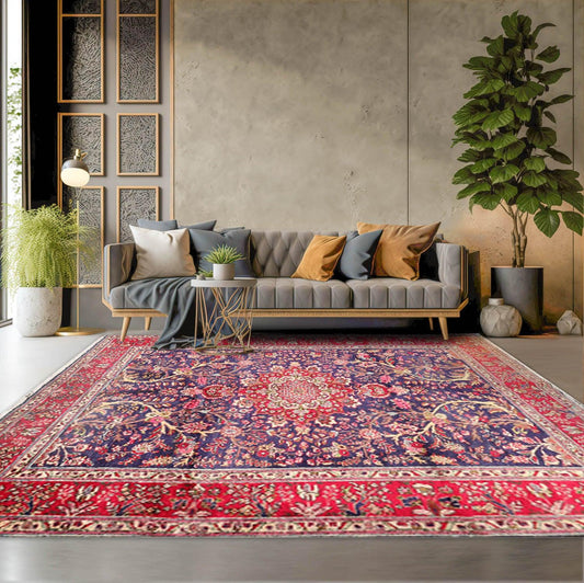 6'6'' x 9'10" Hand Knotted Wool Tabrizz Oriental Area Rug Royal Blue
