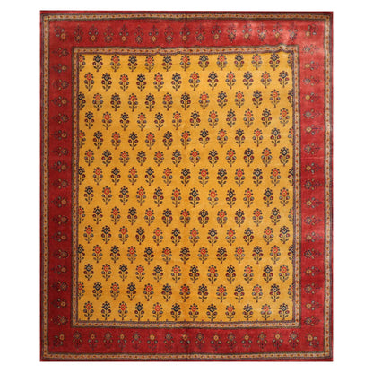 8'3'' x 9'10" Hand Knotted Wool Qashqaai Traditional 300 KPSI Oriental Area Rug Gold