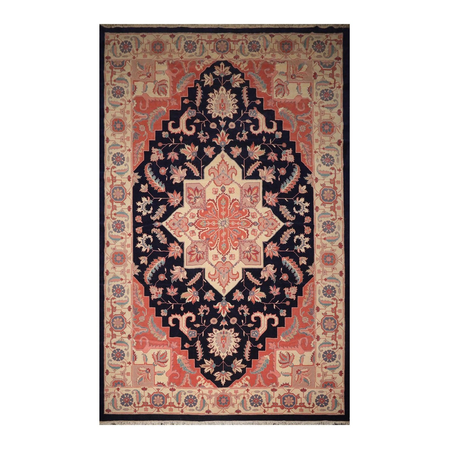 11'8" x 17'10" Palace Hand Knotted Wool Romanian Herizz Oriental Area Rug Navy