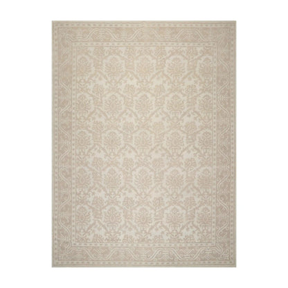 9'1'' x 12'1'' Hand Knotted 100% Wool Damask Afghan Area Rug Gray Tone on Tone