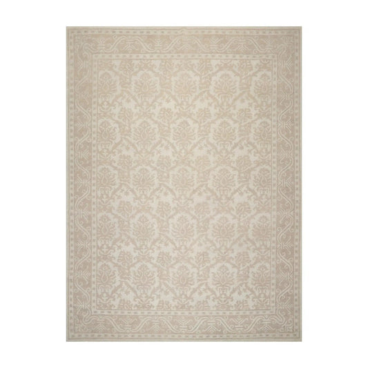 9'1'' x 12'1'' Hand Knotted 100% Wool Damask Afghan Area Rug Gray Tone on Tone