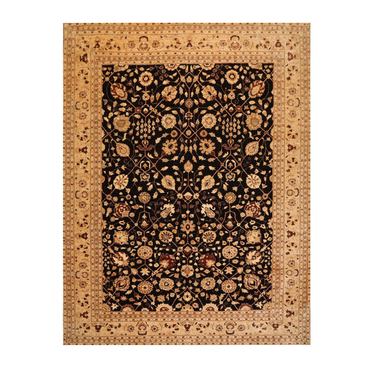9'3" x 12' Hand Knotted 100% Wool Peshawar Oriental Area Rug Dark Chocolate