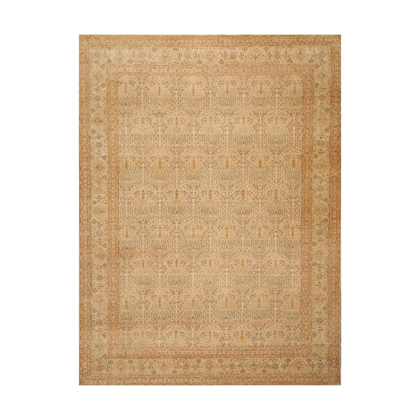 8'7'' x 11'7'' Hand Knotted 100% Wool Tree of life Oriental Area Rug Beige