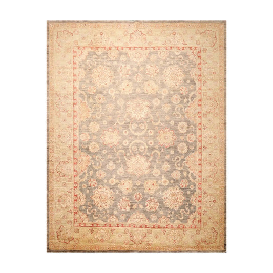 9'1'' x 12' Hand Knotted 100% Wool Peshawar Traditional Oriental Area Rug Gray