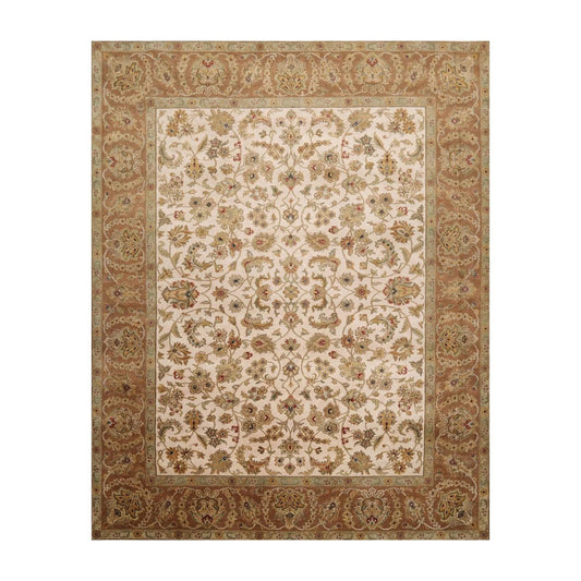 8'1'' x 9'11'' Hand Knotted 100% Wool Agra 200 KPSI Oriental Area Rug Beige
