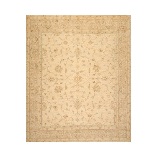 8'3" x 9'8" Hand Knotted 100% Wool Peshawar Traditional Oriental Area Rug Beige