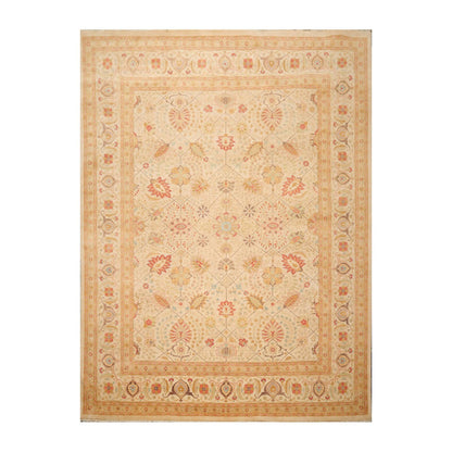 9'1"x 11'10" Hand Knotted Wool PakPersian 16/18 300 KPSI Oriental Area Rug Beige