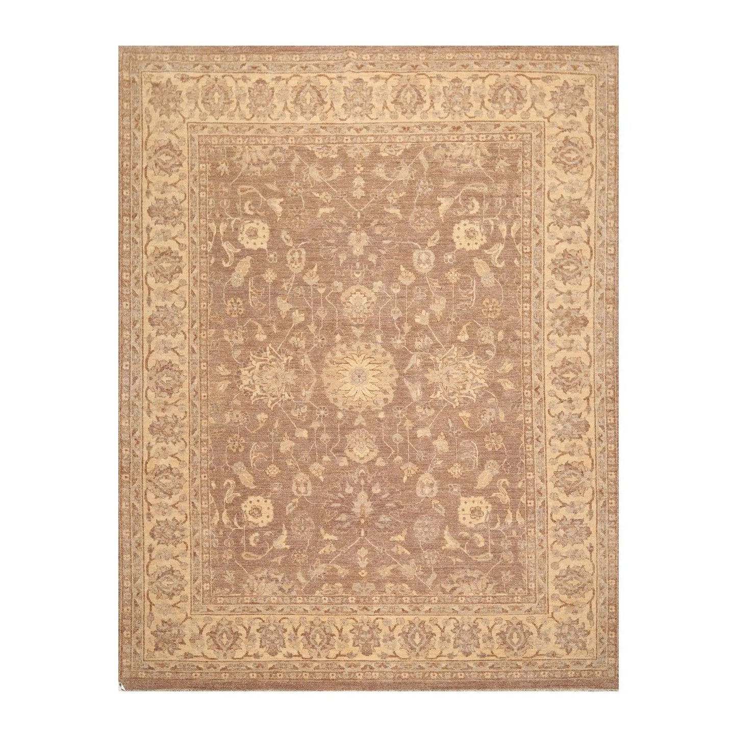 8' x 10'2'' Hand Knotted 100% Wool Peshawar Traditional Oriental Area Rug Brown