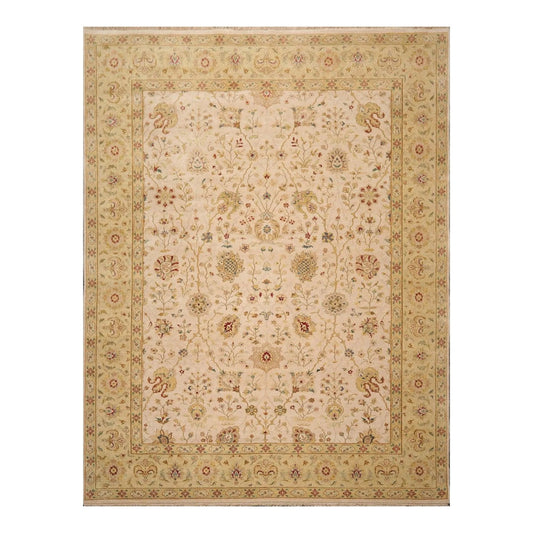 9'1'' x 11'10'' Hand Knotted 100% Wool Peshawar 200 KPSI Oriental Area Rug Beige