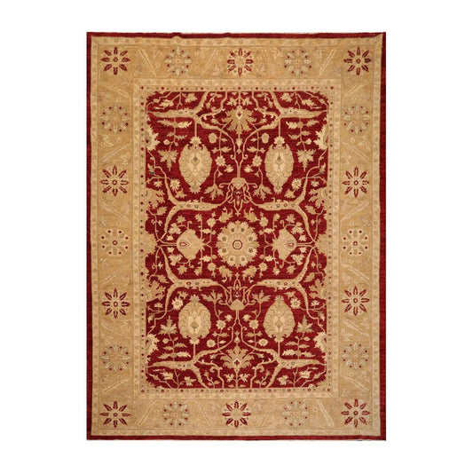 9' x 11'10'' Hand Knotted Wool Peshawar Traditional Oriental Area Rug Rusty Red