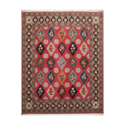 8'2"x 9'10" Hand Knotted Wool & Silk PakPersian 16/18 300 KPSI Oriental Area Rug Pink