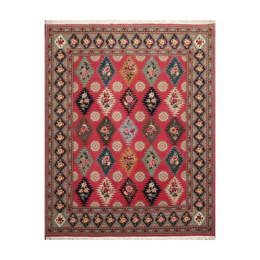 8'2"x 9'10" Hand Knotted Wool & Silk PakPersian 16/18 300 KPSI Oriental Area Rug Pink