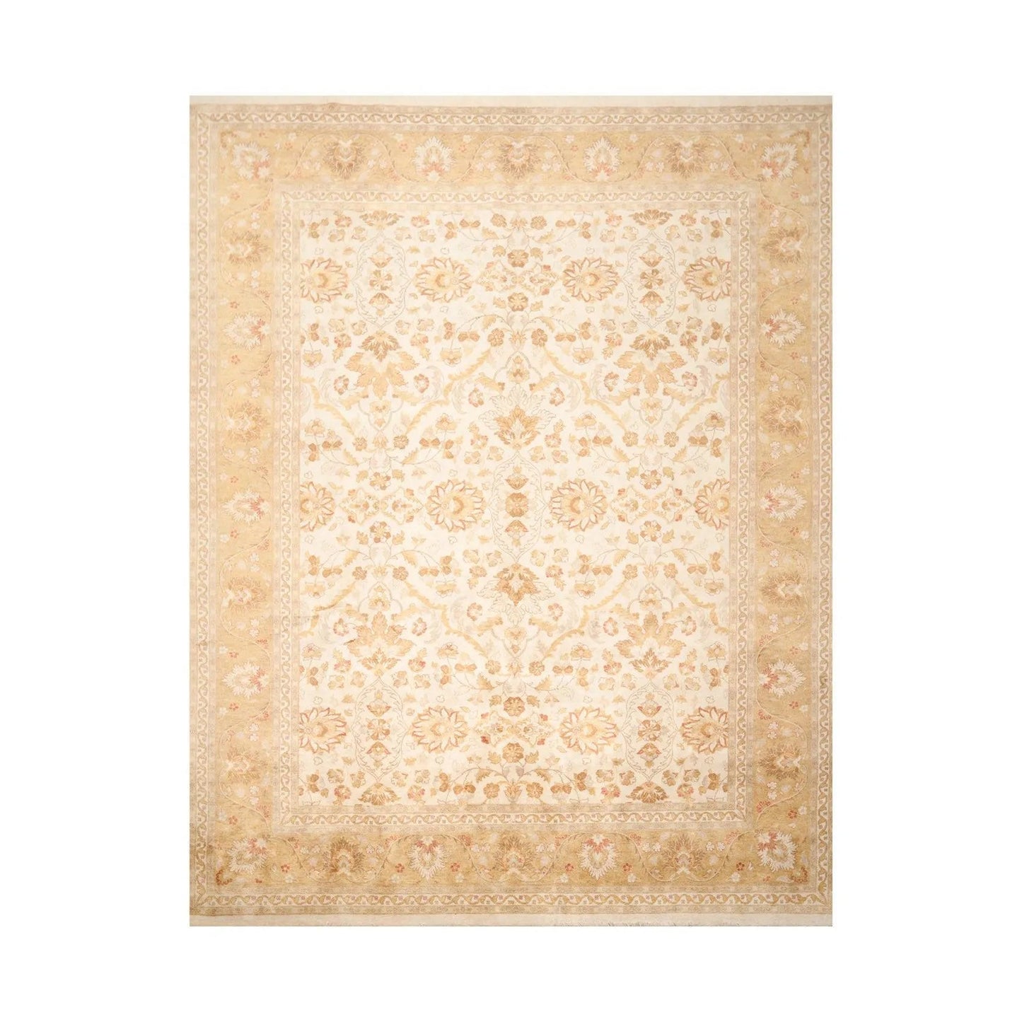 9x12 Masterpiece Unveiled Beige Traditional Wool Rug Pak Persian with 300 KPSI