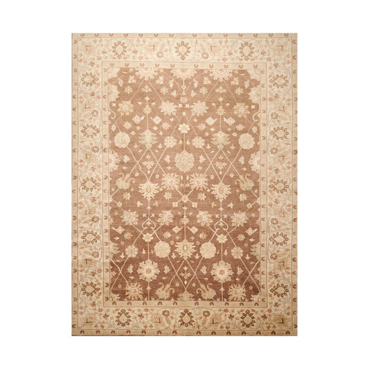 9x12 Hand Knotted 100% Wool Peshawar Traditional Oriental Area Rug Brown, Beige Color